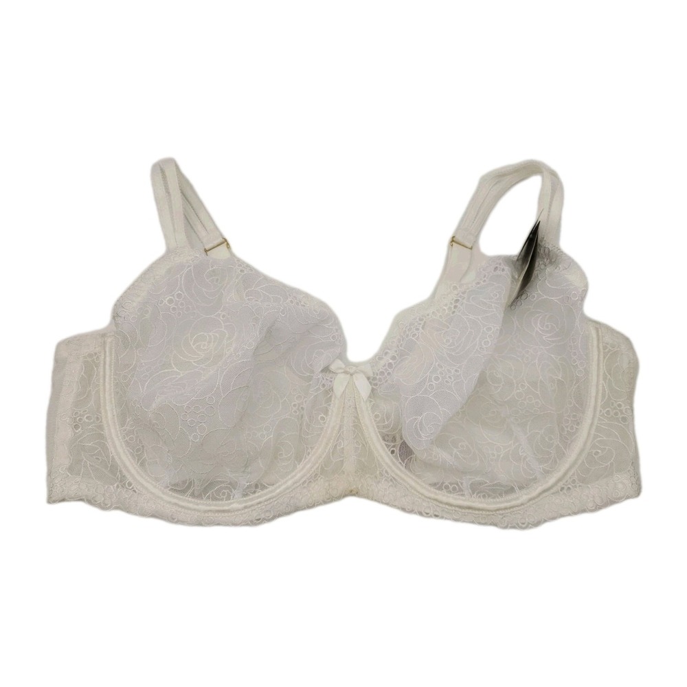 NWT Cacique Seriously Sexy White Lace Underwire Bra Full Coverage Size 44DD